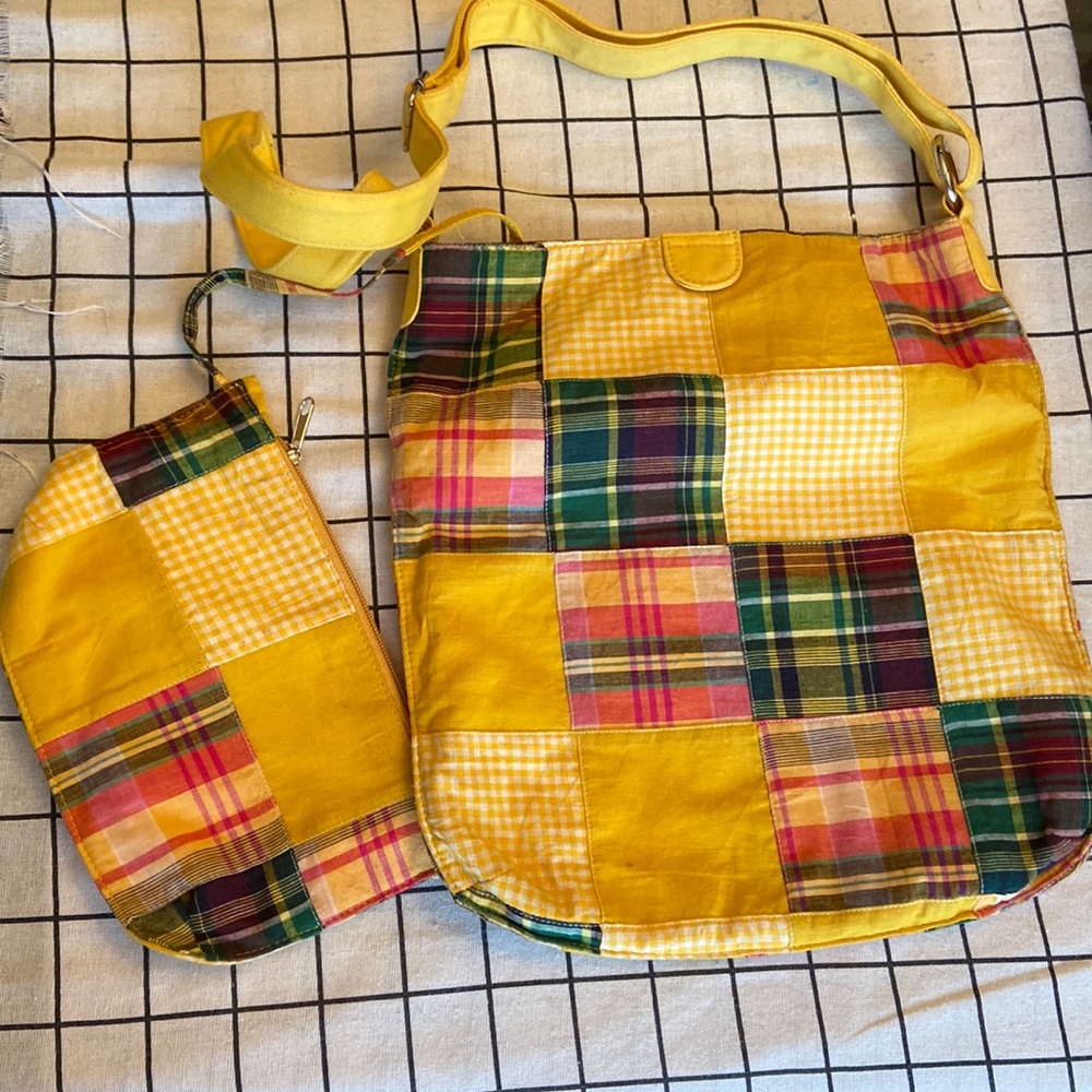 Factory Sample Sale Patch work crossbody bag with matching pouch
